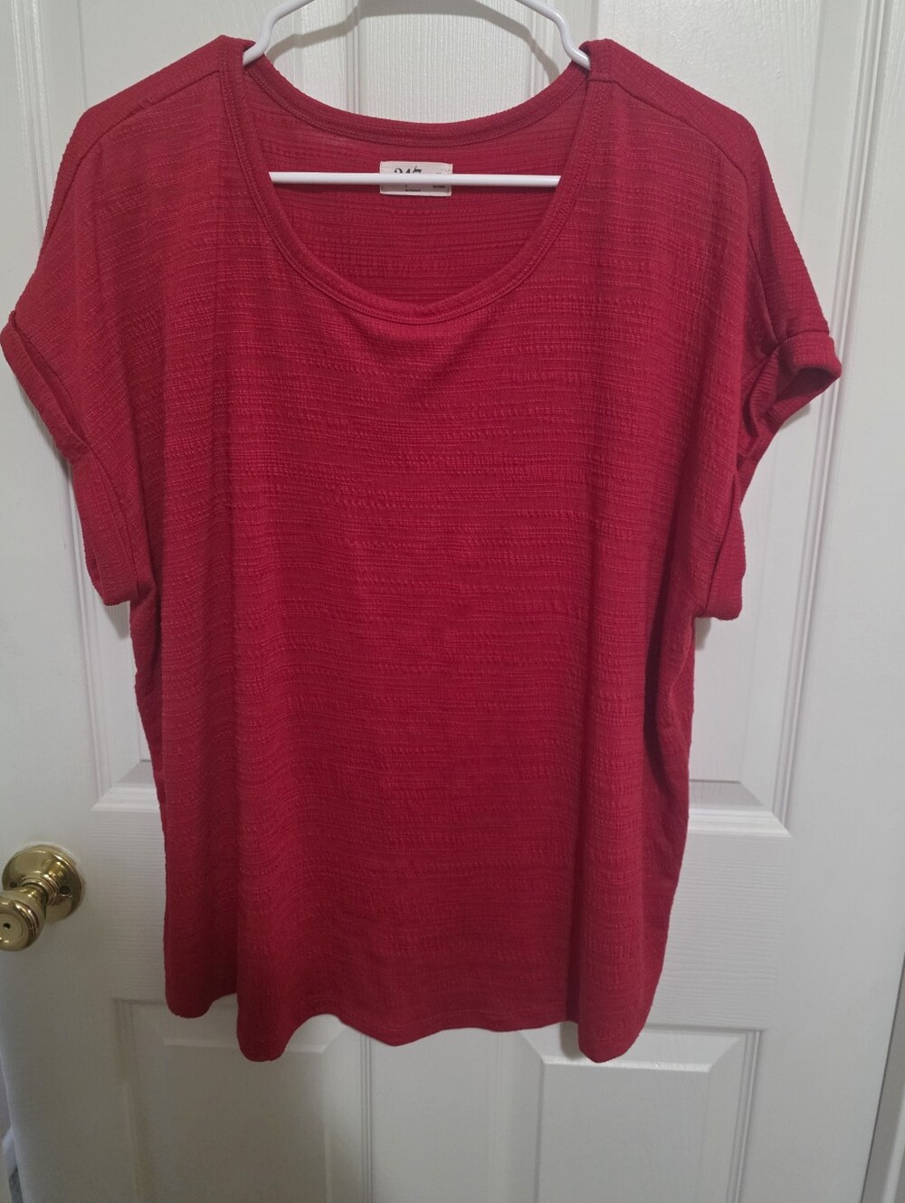 Maurice's Women's Red Short Sleeve Casual Top Ribbed XL